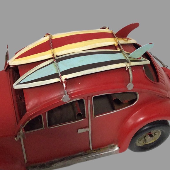 Volkswagen Beetle Love Bug Red Metal Art, 2 Surfboards - Picture 4 of 10